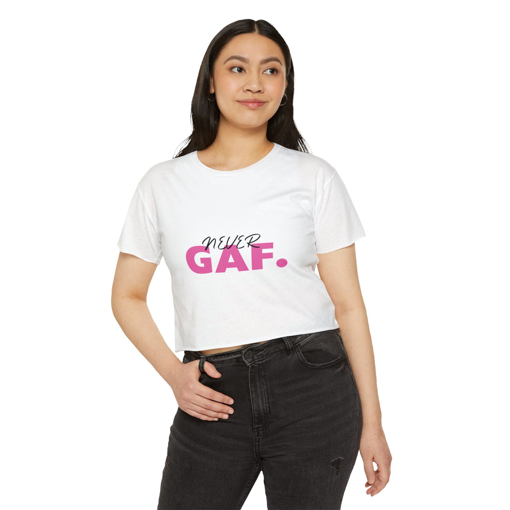 Never GAF Crop Top | Bold Pink Typography, Festival Graphic Tee