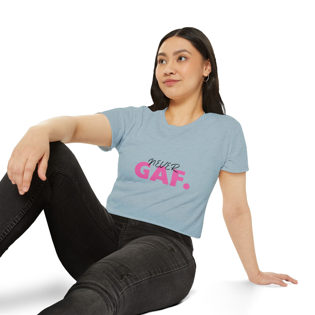 Never GAF Crop Top | Bold Pink Typography, Festival Graphic Tee