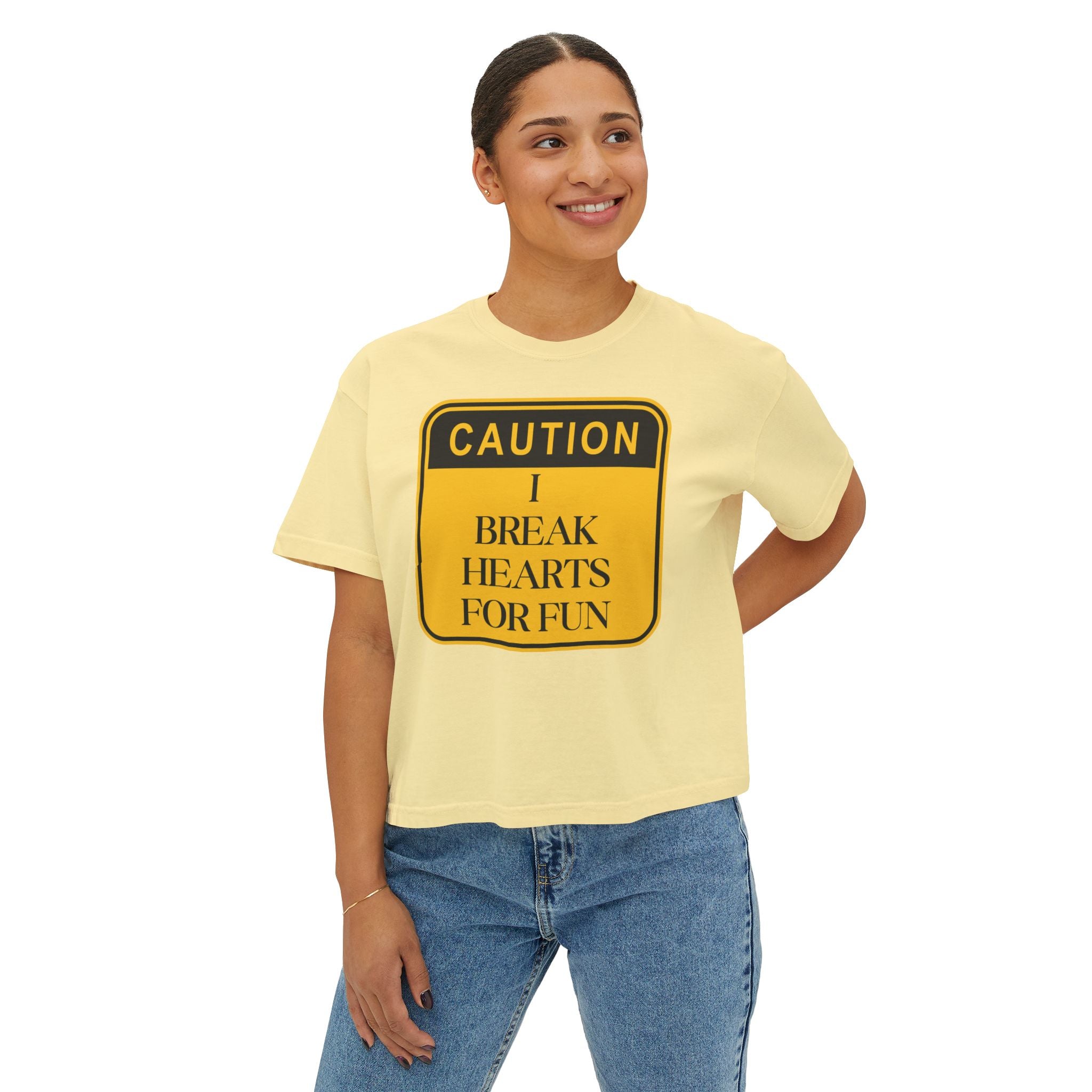 Caution: I Break Hearts For Fun Boxy Tee
