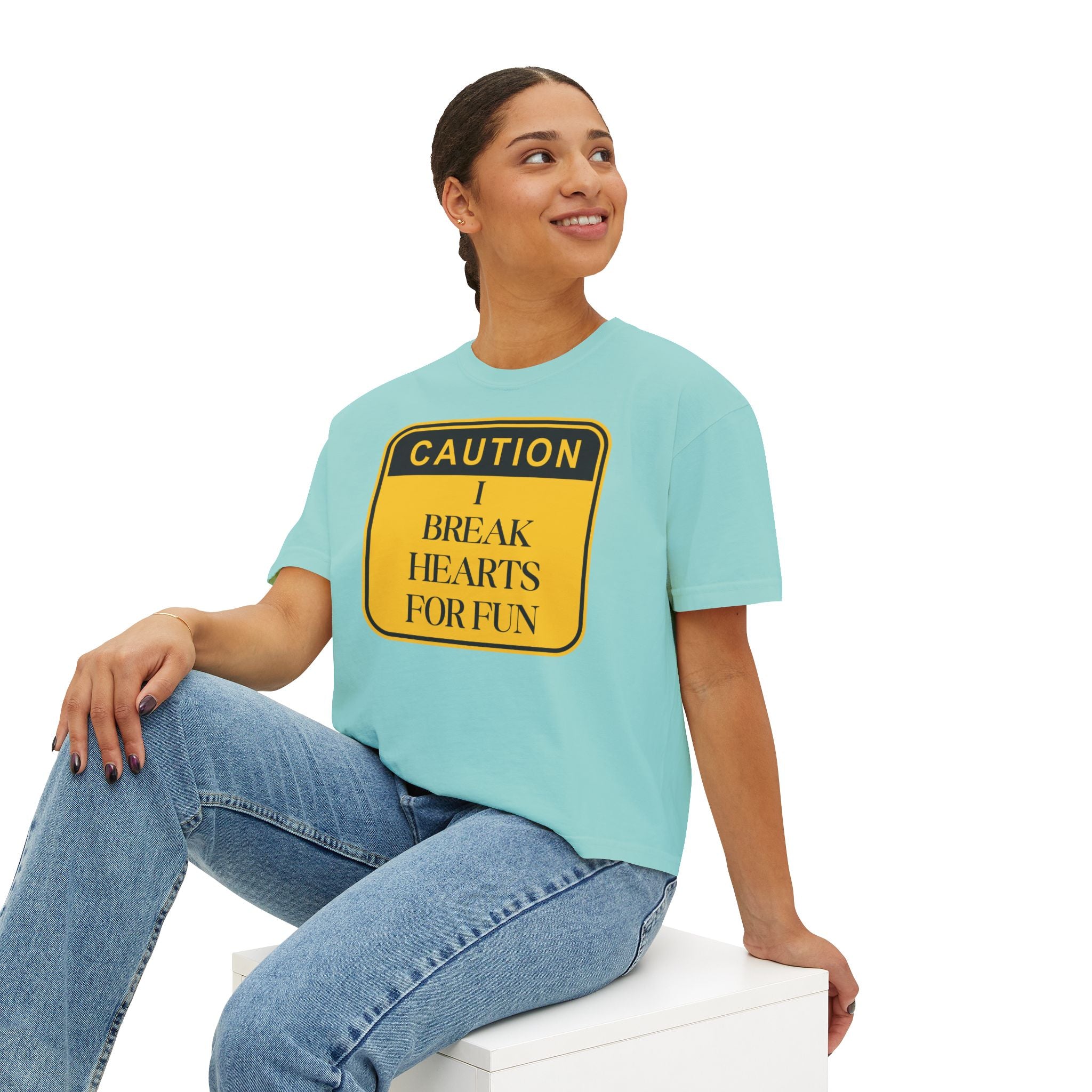 Caution: I Break Hearts For Fun Boxy Tee