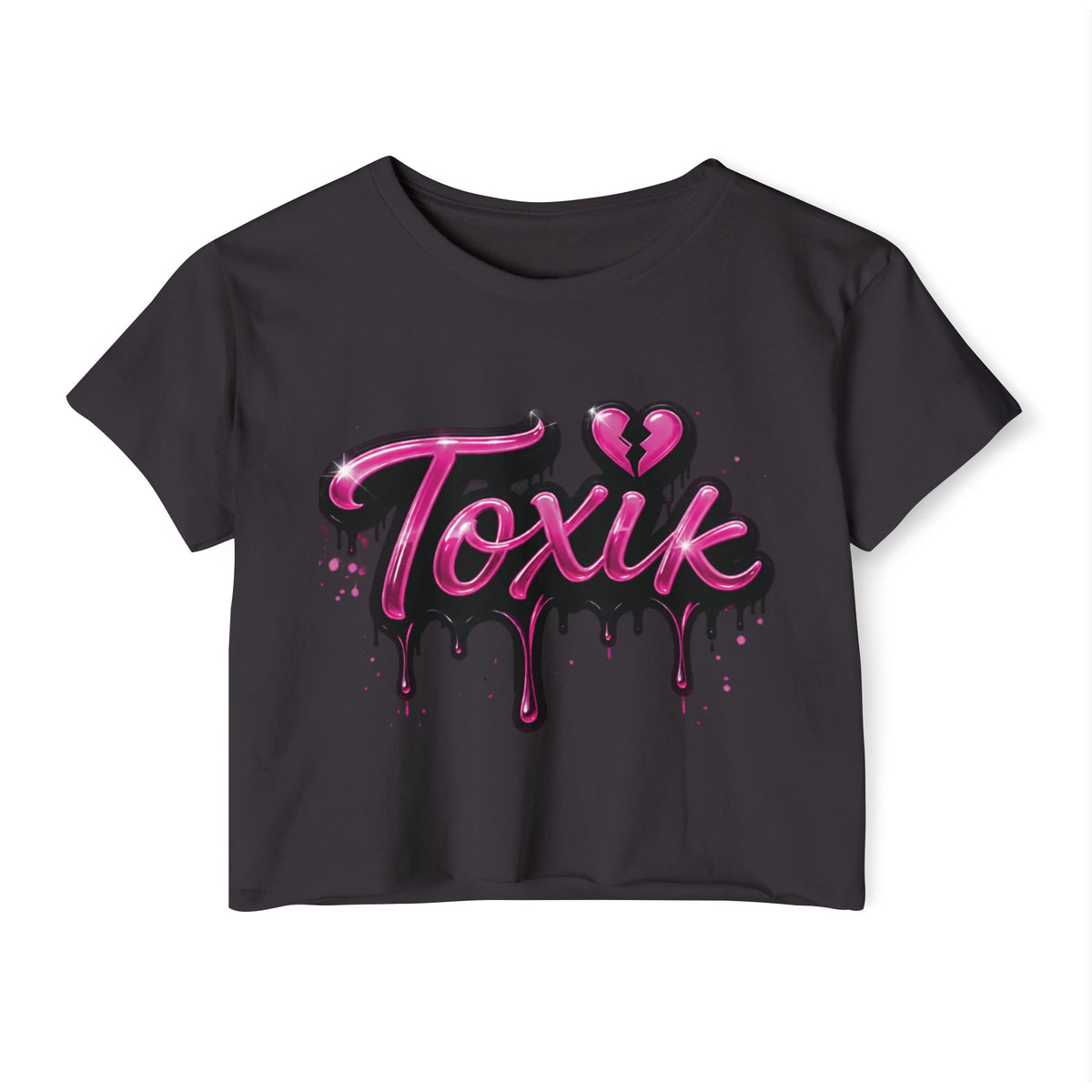 Toxik Graphic Crop Top — Pink Drip Festival Tee for Women