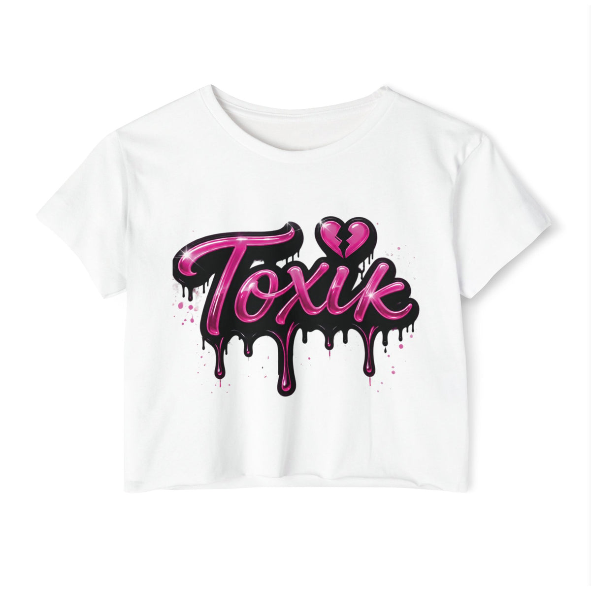 Toxik Graphic Crop Top — Pink Drip Festival Tee for Women