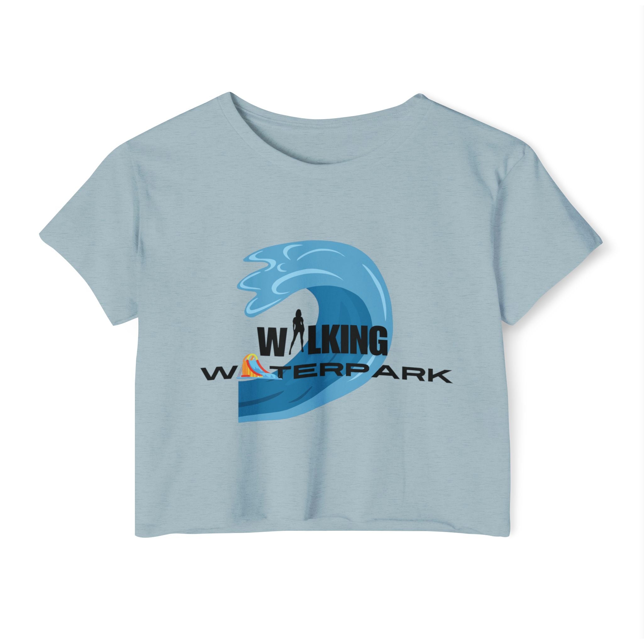 Walking Waterpark Crop Top — Women's Festival Surf Wave Tee