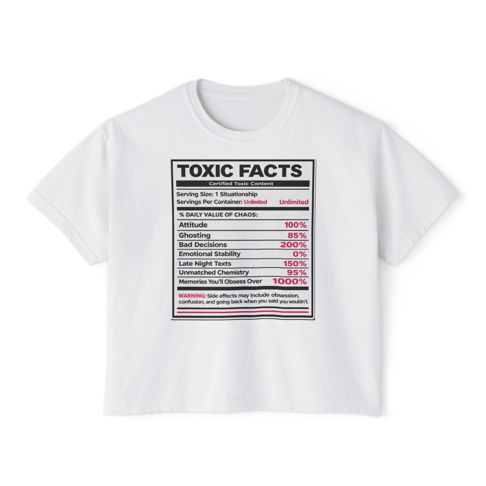 Toxic Facts Graphic Tee — Funny “Toxic Facts” Nutrition Label Shirt