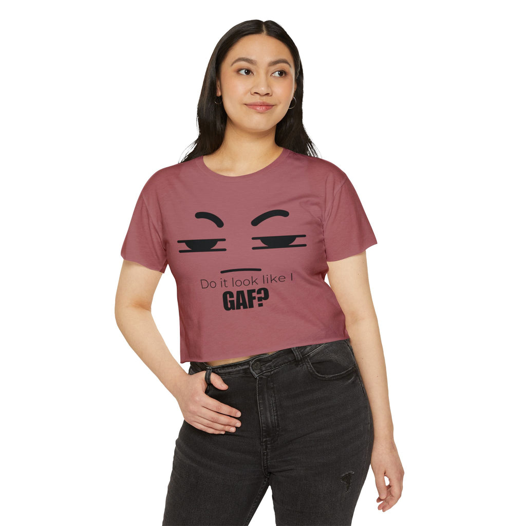Do it look like I GAF? Face Graphic Crop Top | Sassy Text Tee