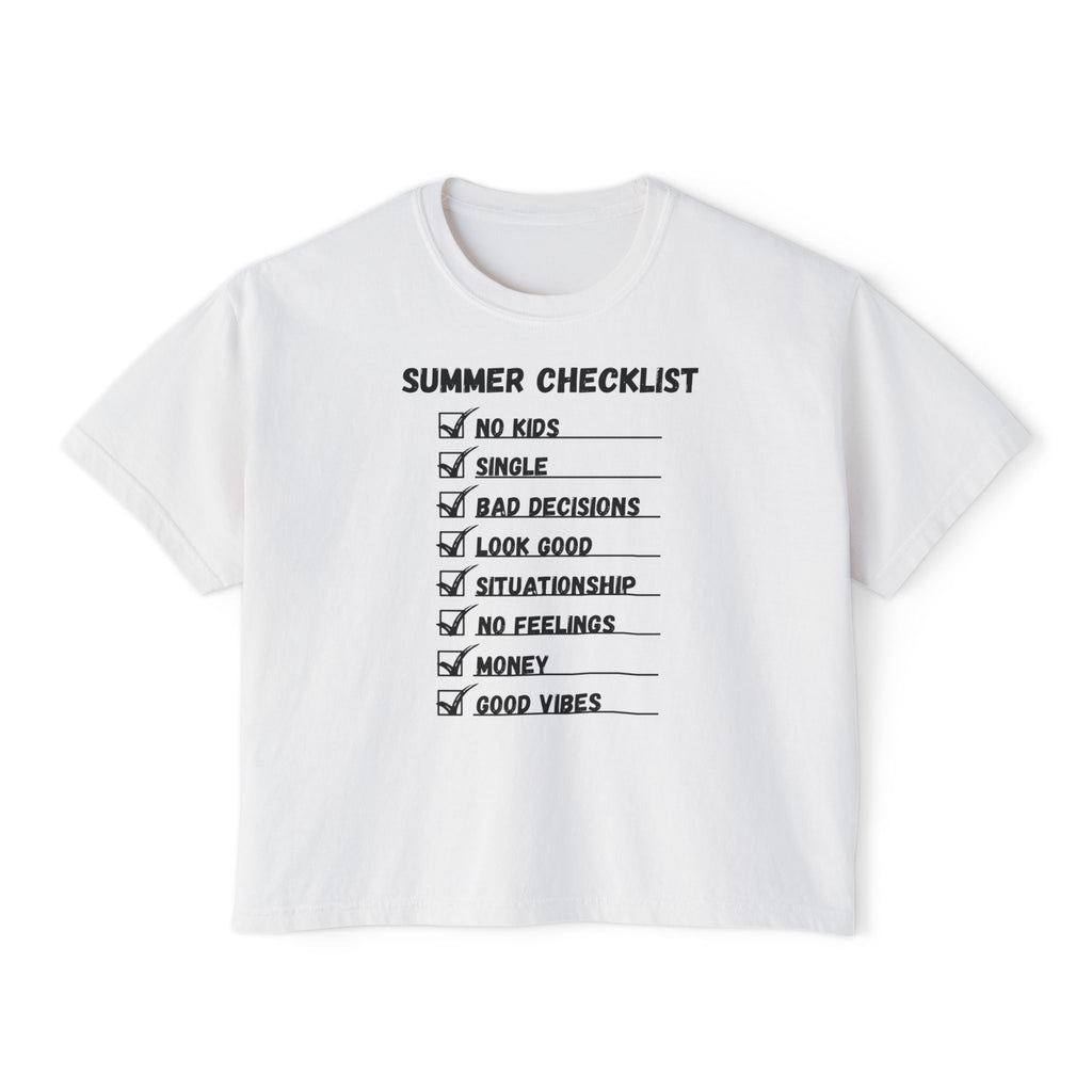 Summer Checklist Boxy Tee — 'Summer Checklist' Graphic Women's Boxy T-Shirt