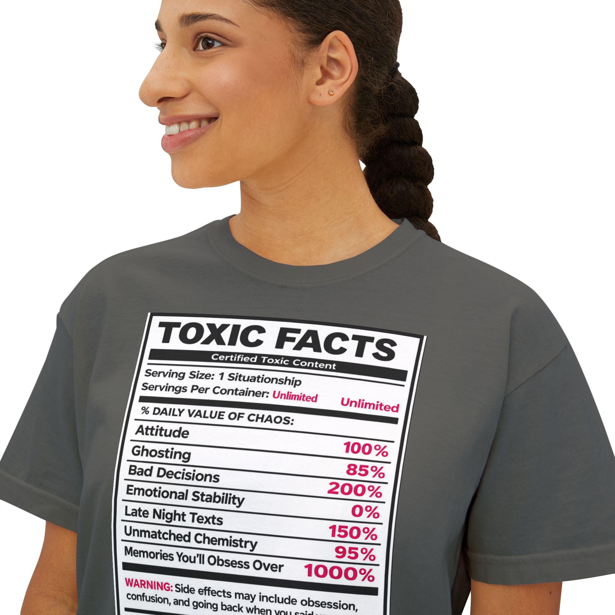 Toxic Facts Graphic Tee — Funny “Toxic Facts” Nutrition Label Shirt