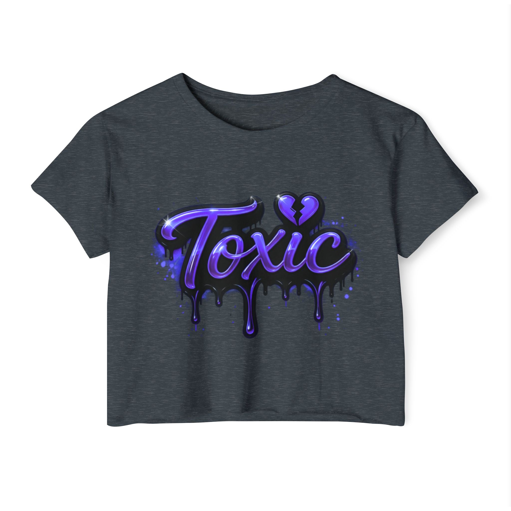 Toxic Graphic Crop Top — Purple Drip Festival Tee