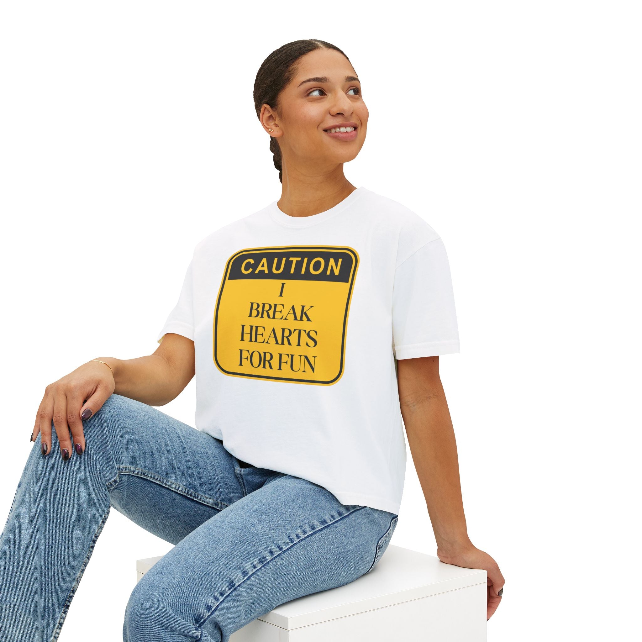 Caution: I Break Hearts For Fun Boxy Tee