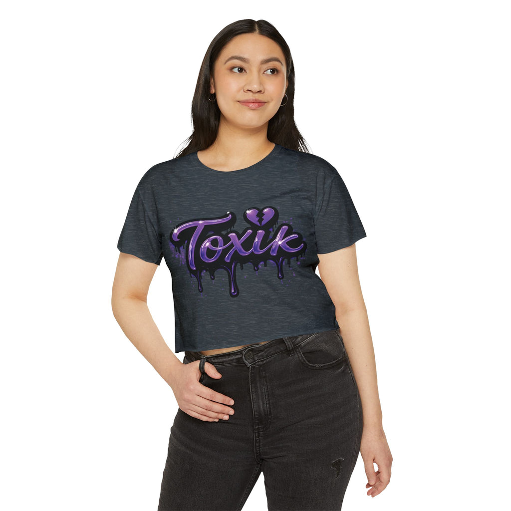 Toxik Graphic Crop Top — Purple Drip Festival Tee