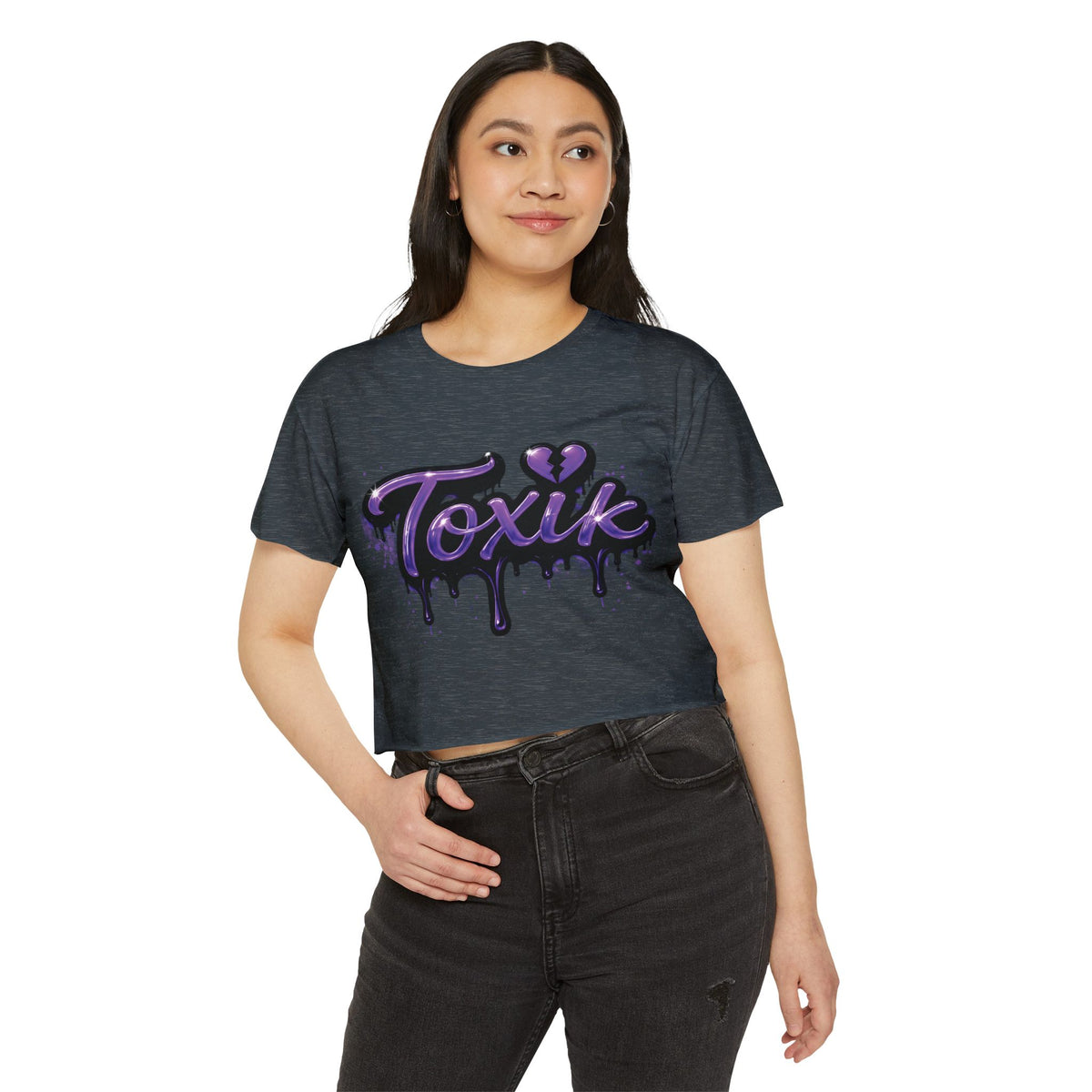 Toxik Graphic Crop Top — Purple Drip Festival Tee