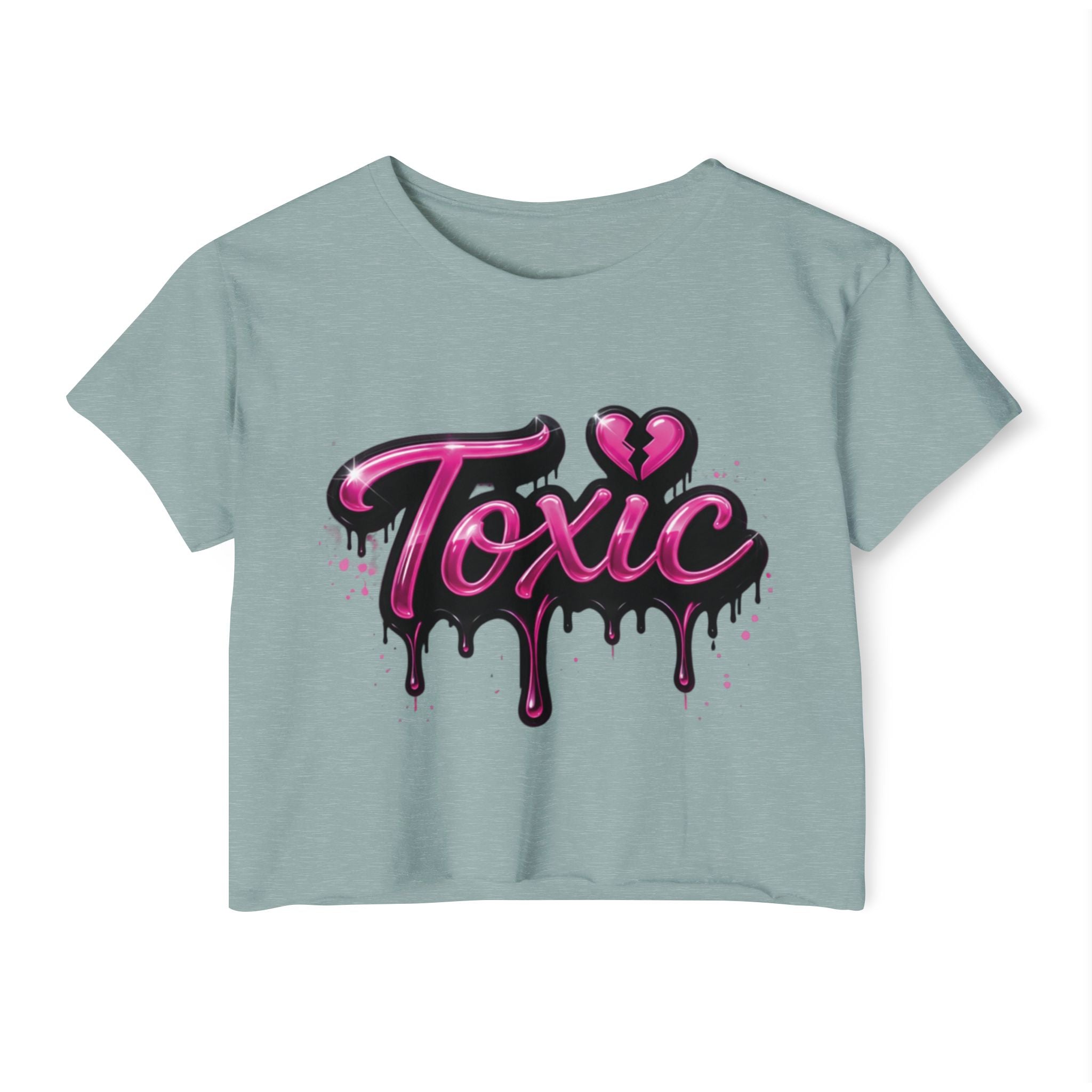 Toxic Graphic Crop Top — Pink Drip Festival Tee for Women