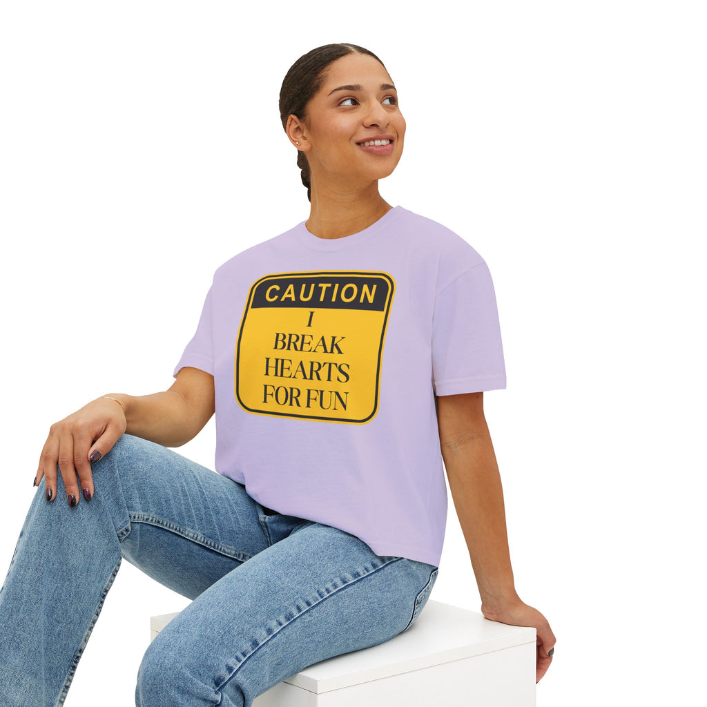 Caution: I Break Hearts For Fun Boxy Tee