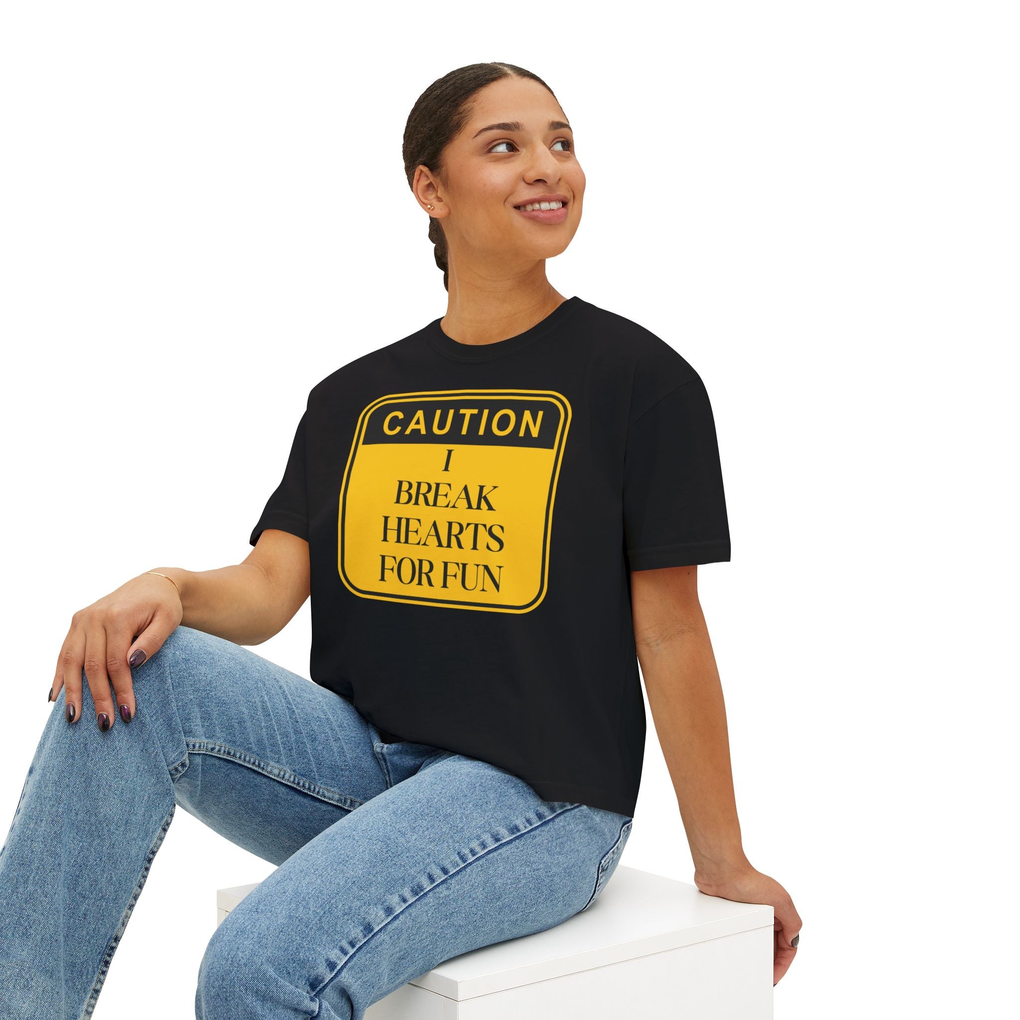 Caution: I Break Hearts For Fun Boxy Tee