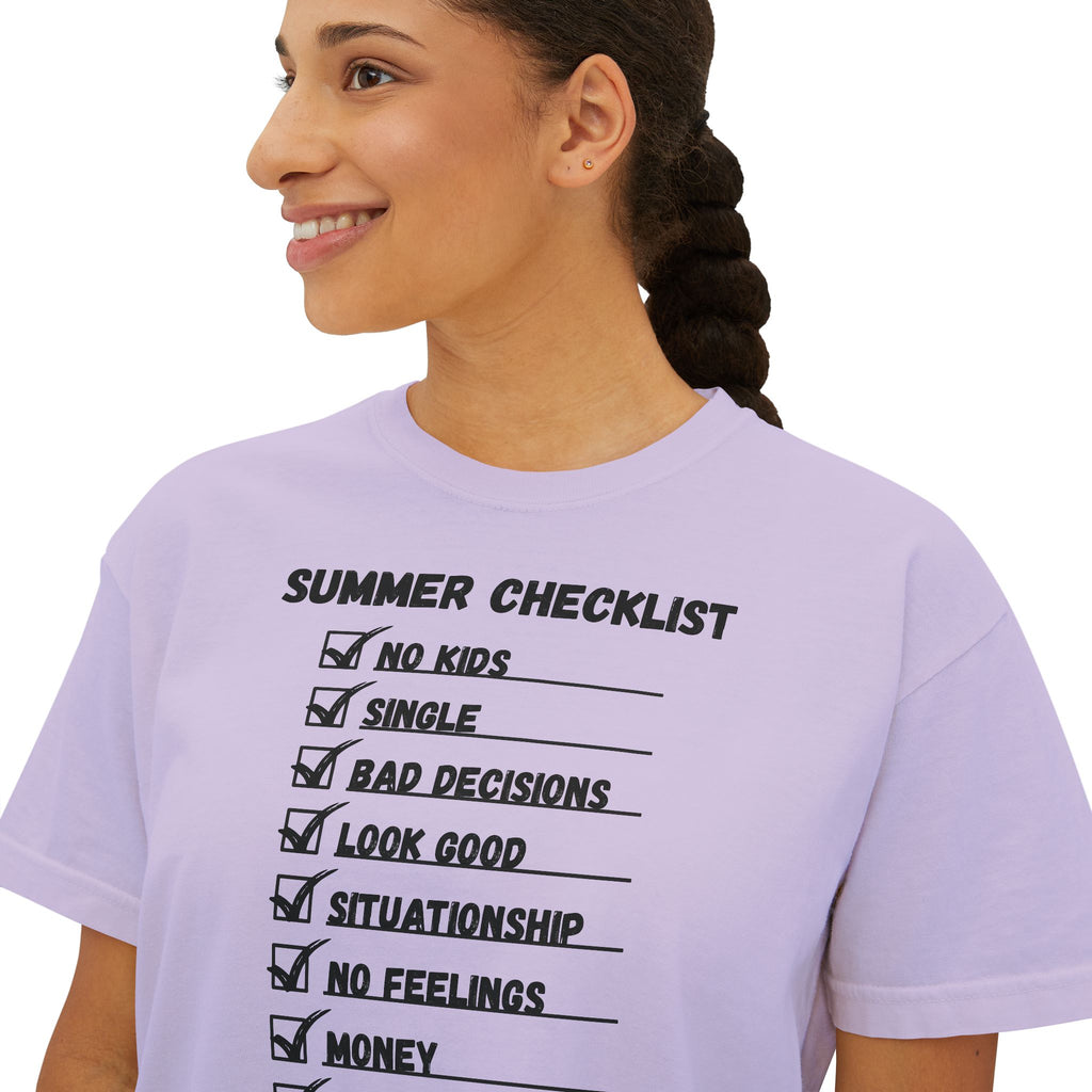 Summer Checklist Boxy Tee — 'Summer Checklist' Graphic Women's Boxy T-Shirt