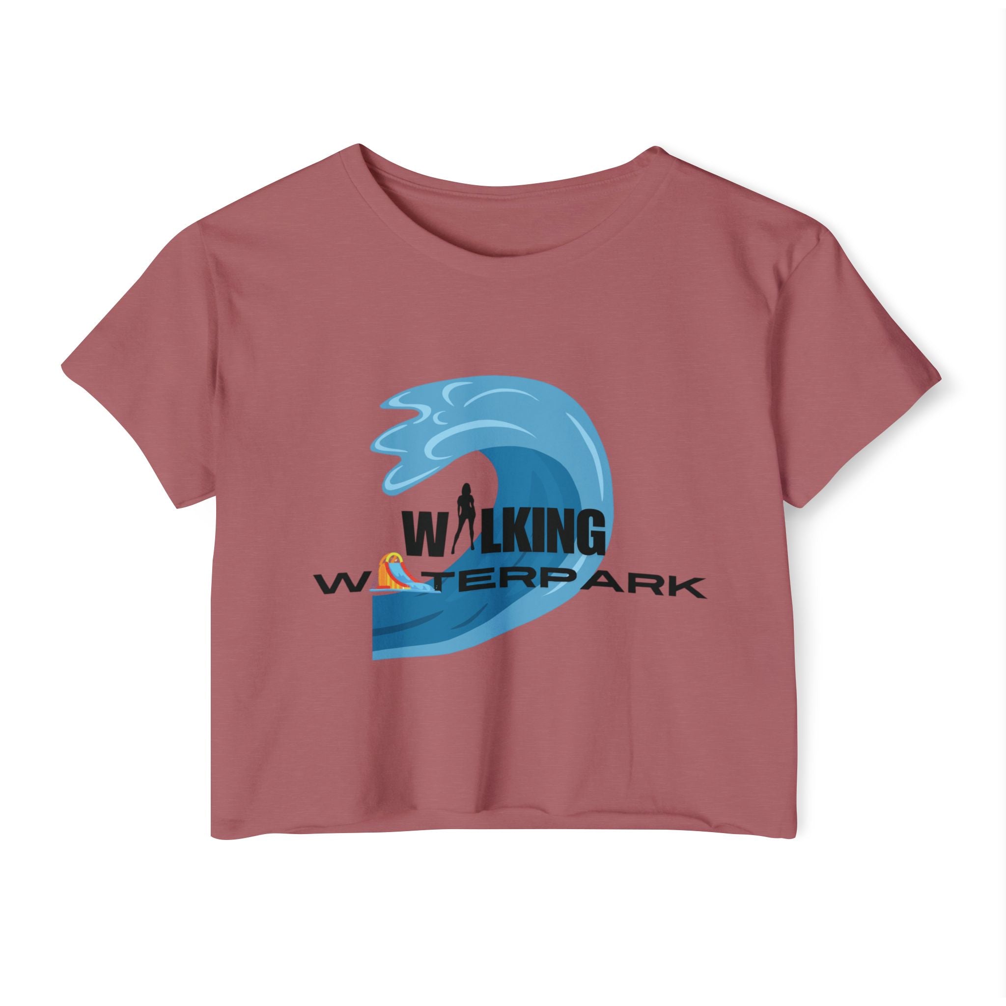 Walking Waterpark Crop Top — Women's Festival Surf Wave Tee