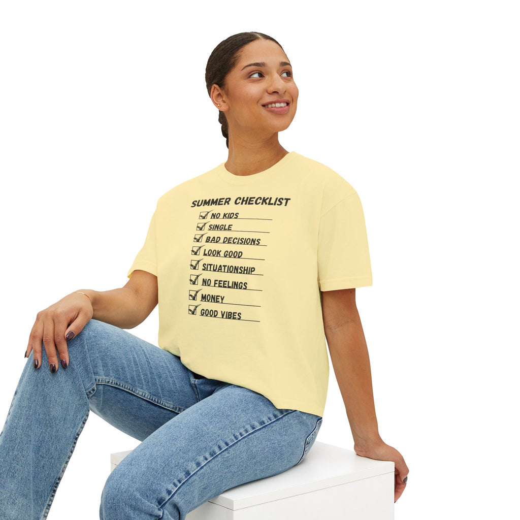 Summer Checklist Boxy Tee — 'Summer Checklist' Graphic Women's Boxy T-Shirt
