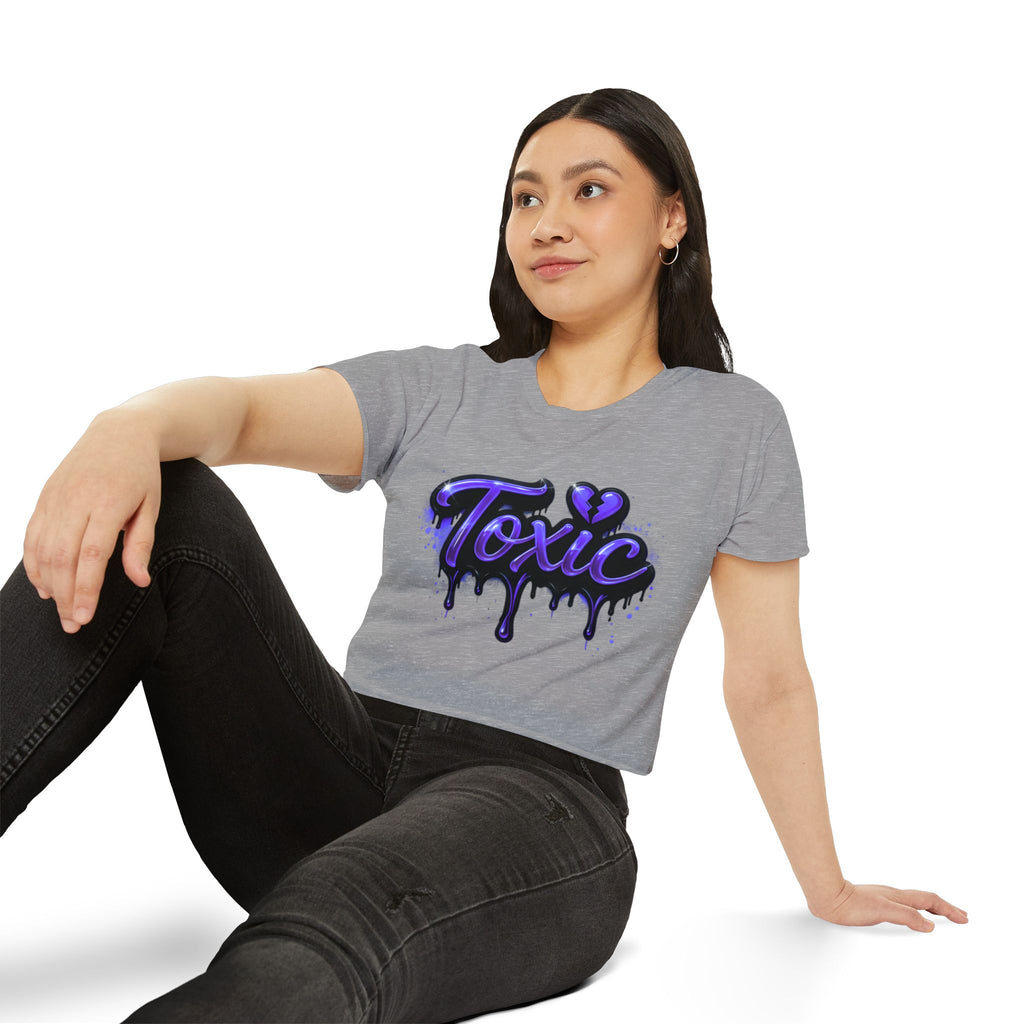 Toxic Graphic Crop Top — Purple Drip Festival Tee