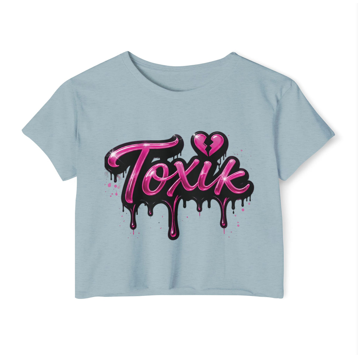 Toxik Graphic Crop Top — Pink Drip Festival Tee for Women