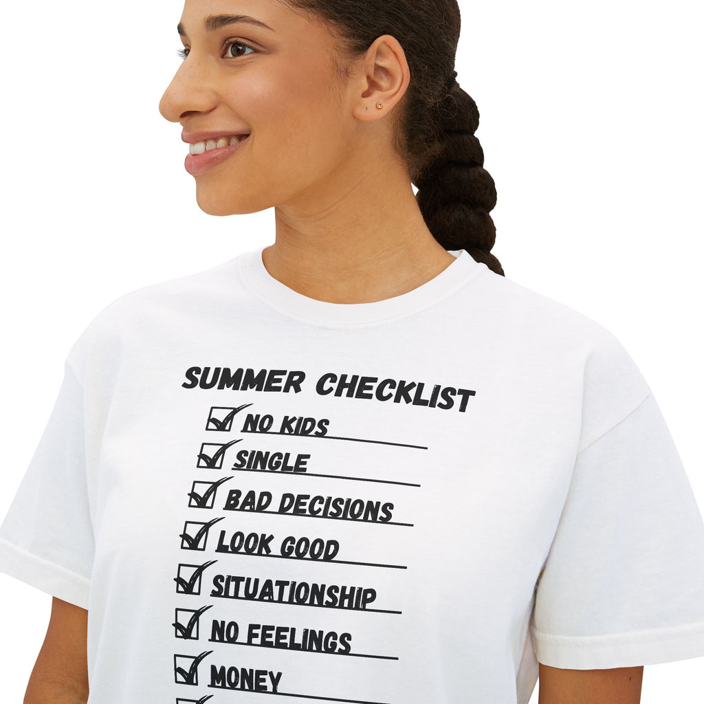 Summer Checklist Boxy Tee — 'Summer Checklist' Graphic Women's Boxy T-Shirt