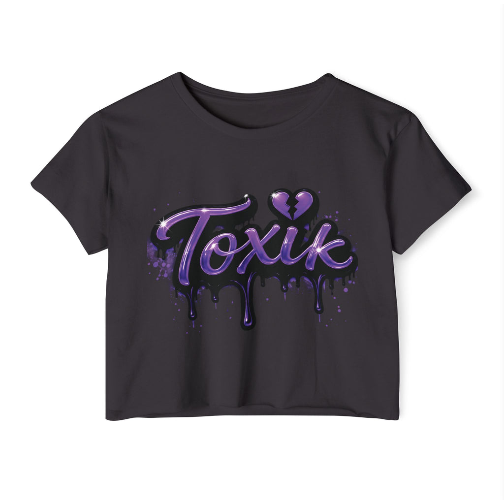 Toxik Graphic Crop Top — Purple Drip Festival Tee
