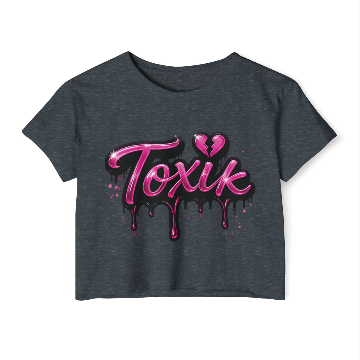 Toxik Graphic Crop Top — Pink Drip Festival Tee for Women