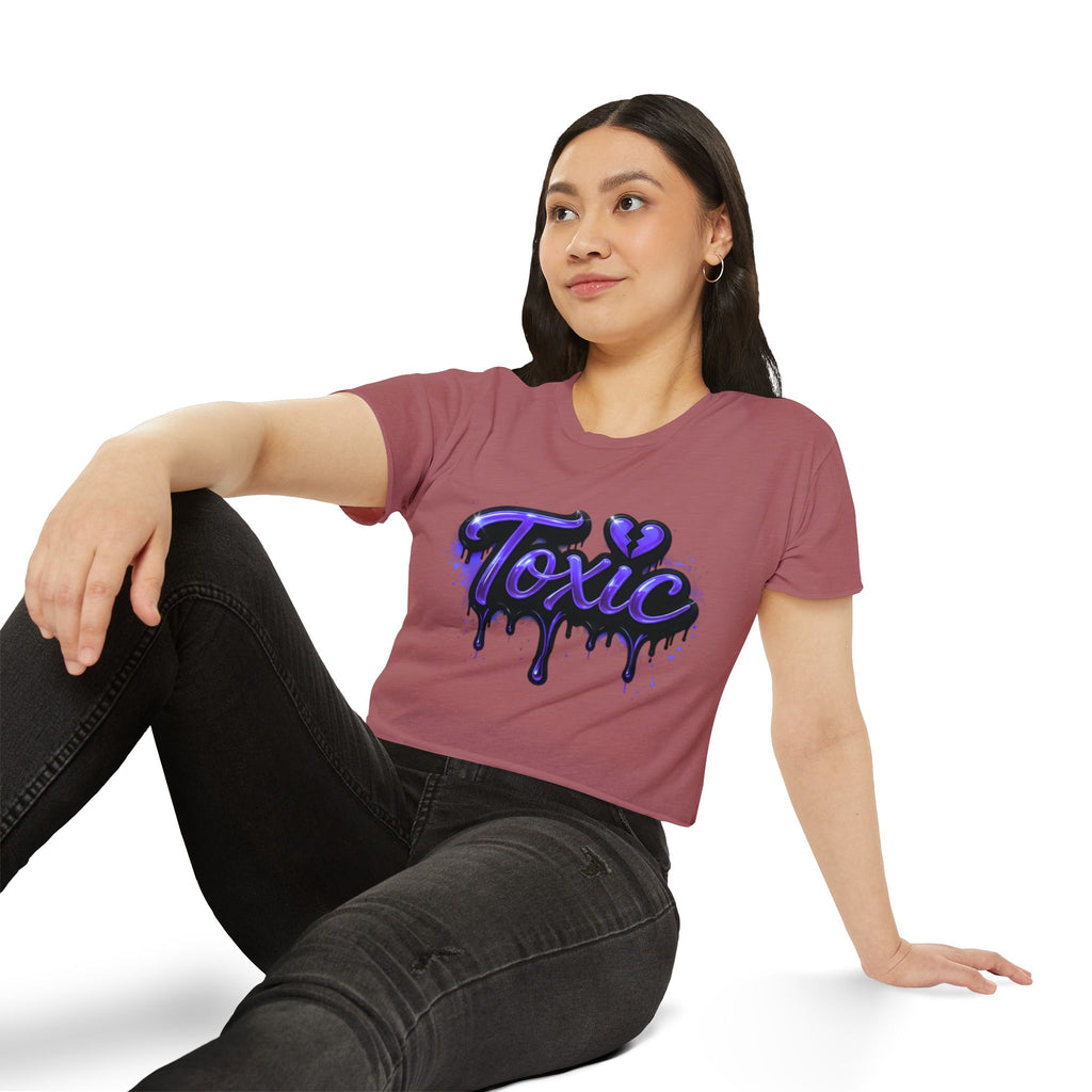 Toxic Graphic Crop Top — Purple Drip Festival Tee