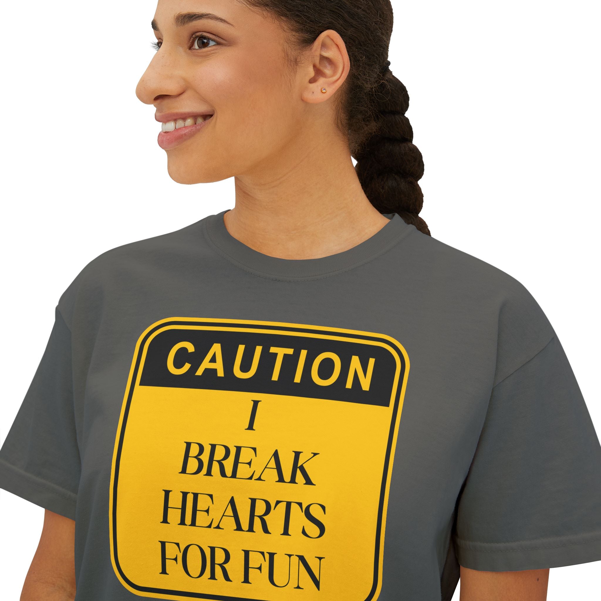 Caution: I Break Hearts For Fun Boxy Tee