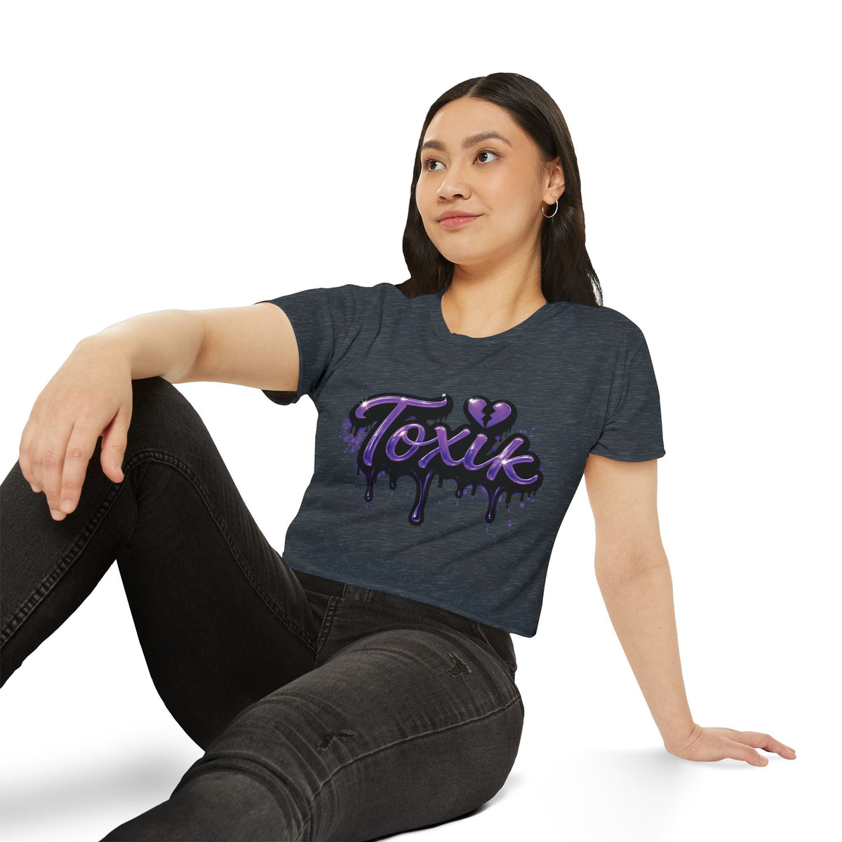Toxik Graphic Crop Top — Purple Drip Festival Tee
