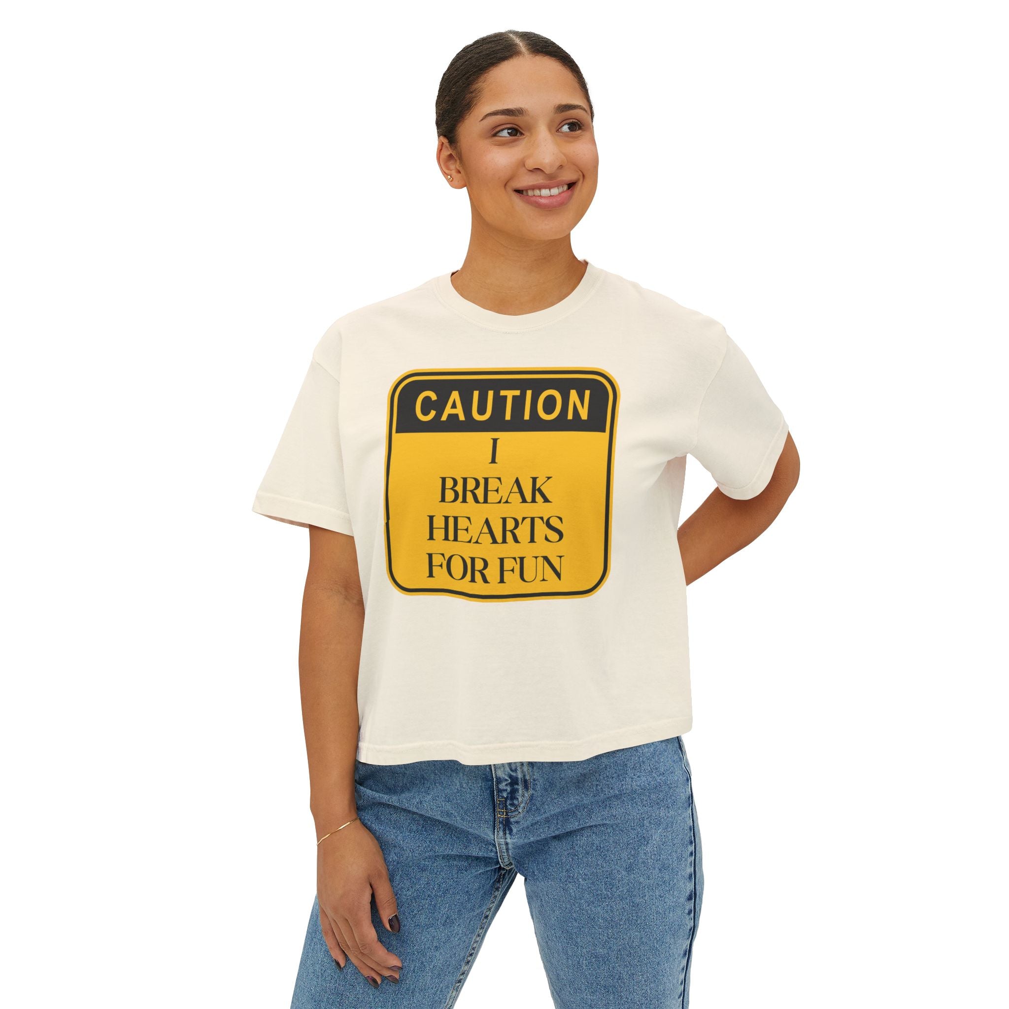 Caution: I Break Hearts For Fun Boxy Tee