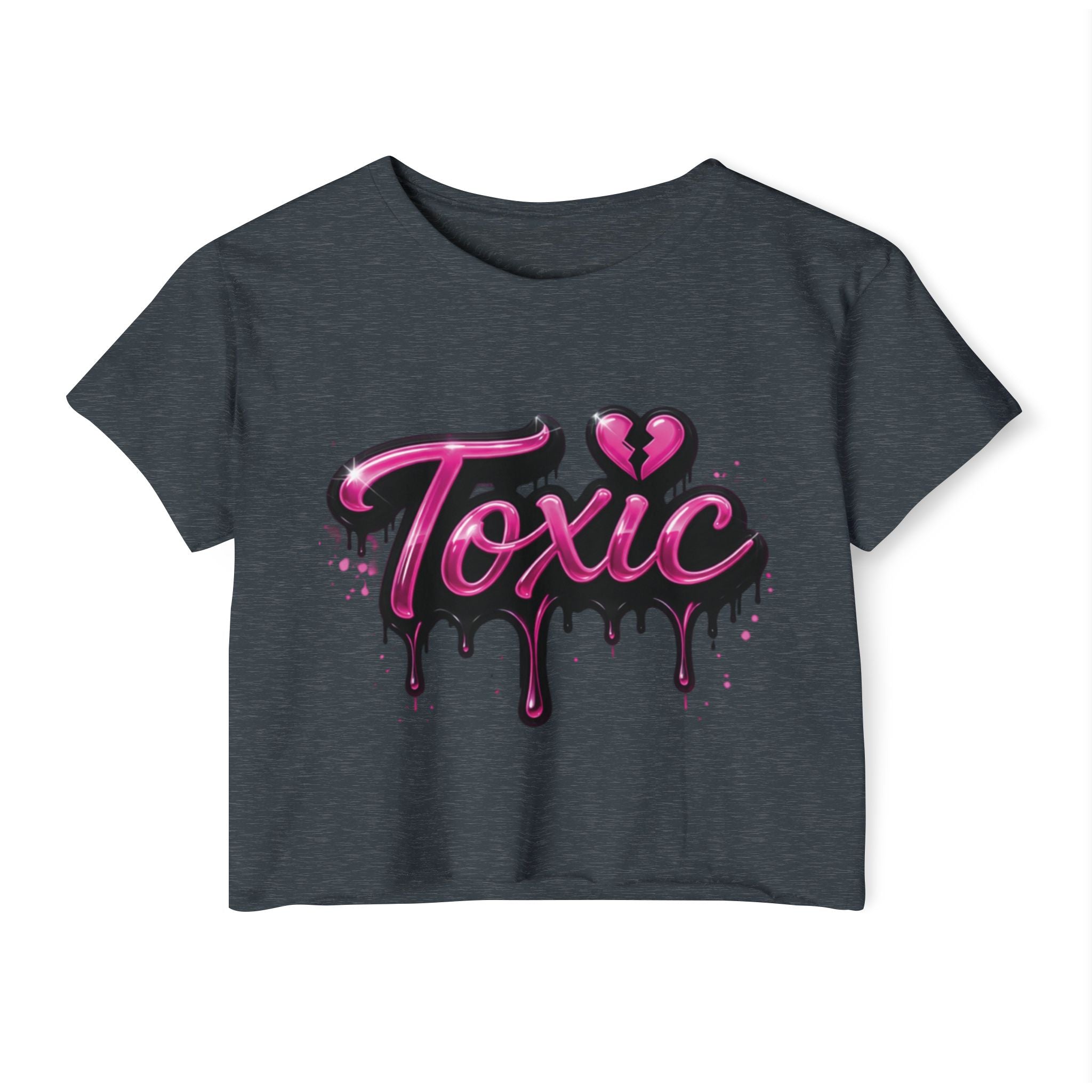 Toxic Graphic Crop Top — Pink Drip Festival Tee for Women