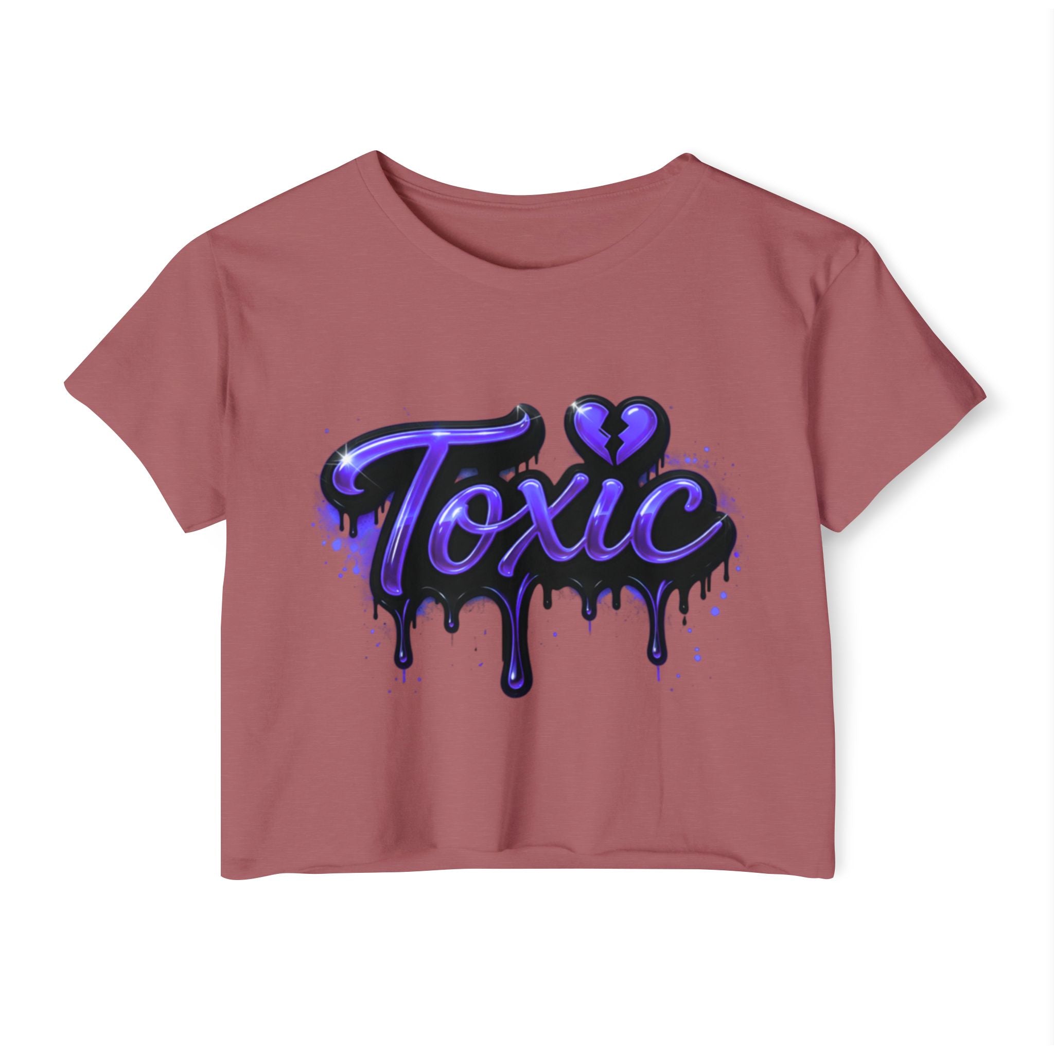 Toxic Graphic Crop Top — Purple Drip Festival Tee