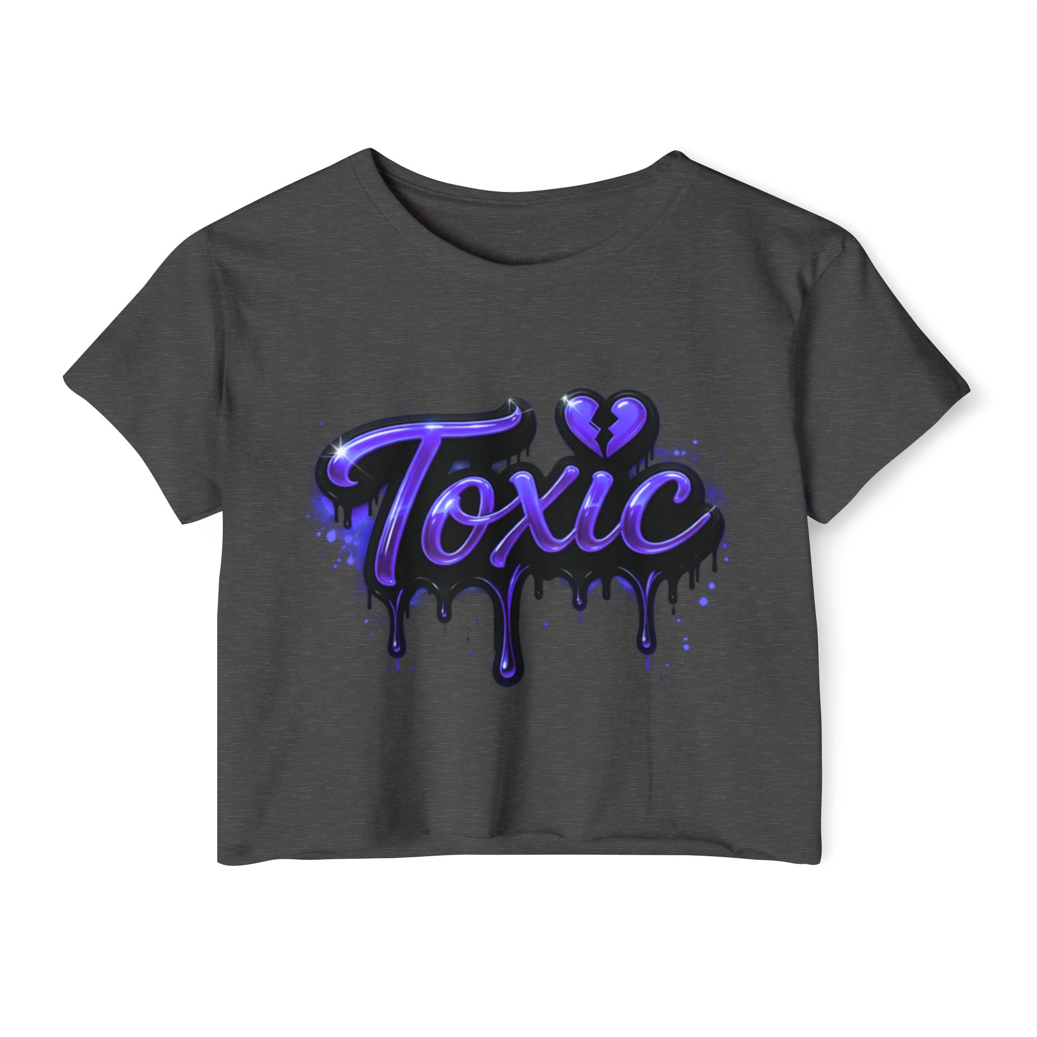 Toxic Graphic Crop Top — Purple Drip Festival Tee