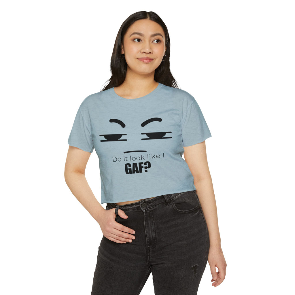 Do it look like I GAF? Face Graphic Crop Top | Sassy Text Tee