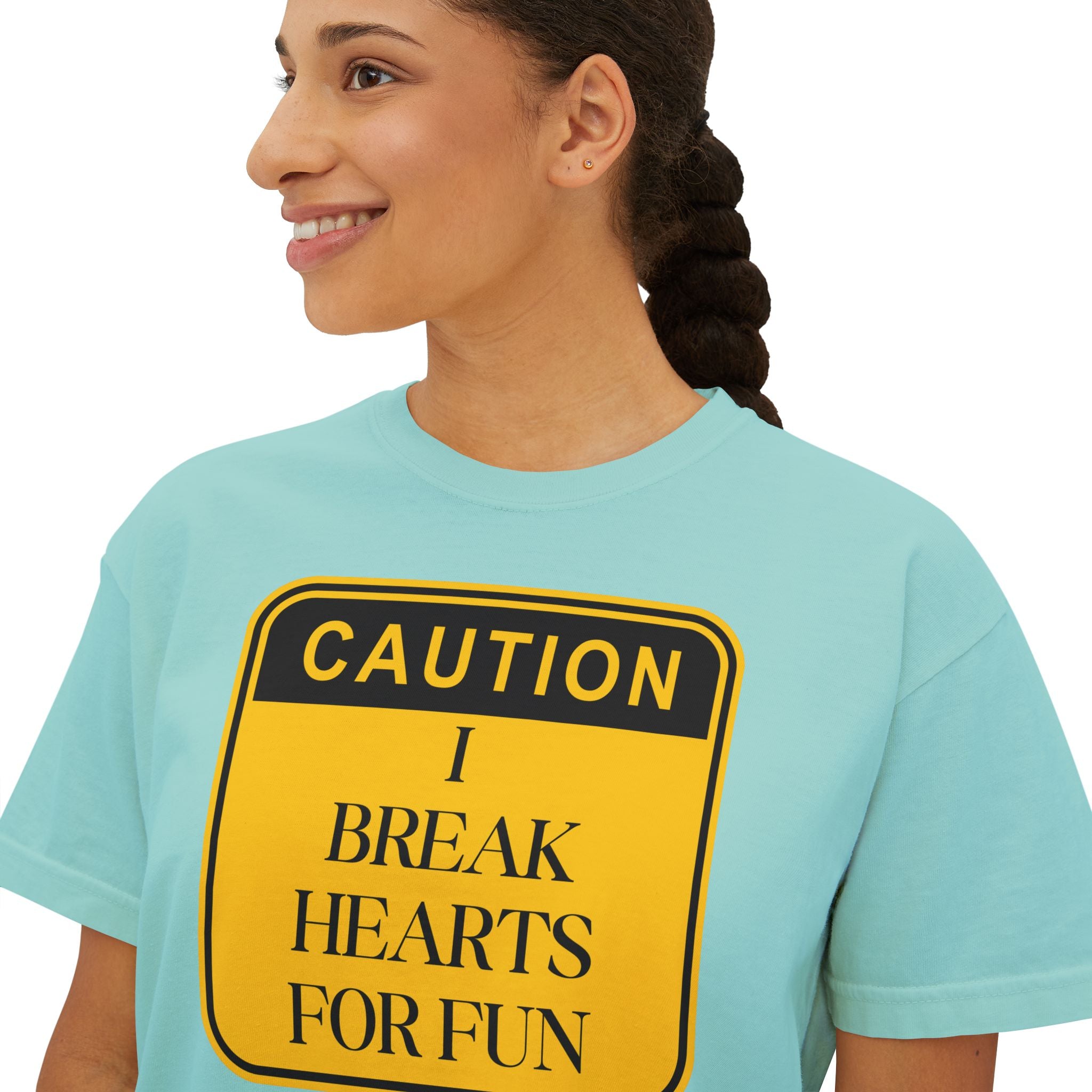 Caution: I Break Hearts For Fun Boxy Tee