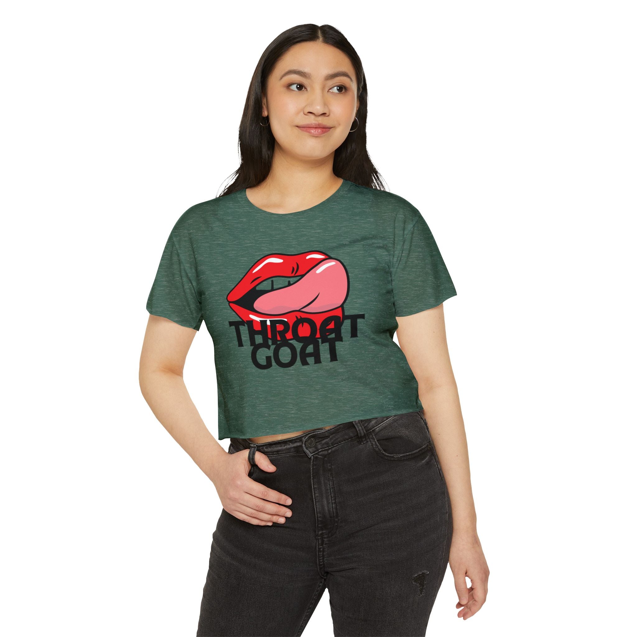Throat Goat Crop Top — Edgy Festival Women's Graphic Tee