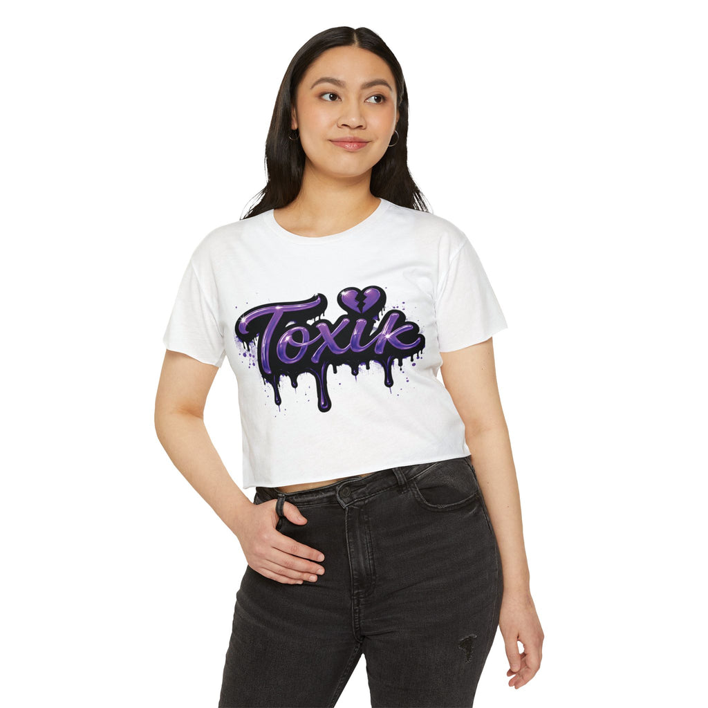 Toxik Graphic Crop Top — Purple Drip Festival Tee
